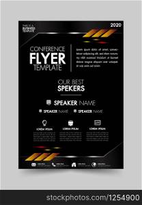 Template flyer black brochure layout design with metallic and lighting graphic elements.Annual report cover business presentation modern background.Vector illustration