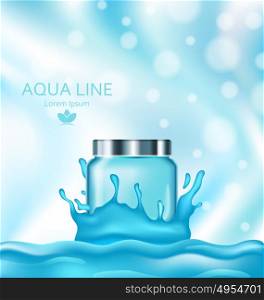 Template for Advertising Poster for Cosmetic Treatment Facial Skin Care. Illustration Template for Advertising Poster for Cosmetic Treatment Facial Skin Care. Aqua Line - Vector