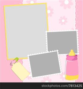 Template for baby&rsquo;s photo album or postcard