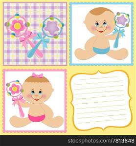 Template for baby&rsquo;s postcard with twins