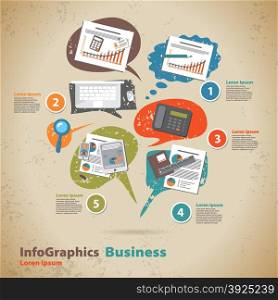 Template for infographic businessman in vintage style