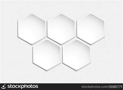 Template for infographics of hexagons, honeycombs. Blank for illustration, plan, strategy, articles, reviews, and Analytics. Stock vector illustration.