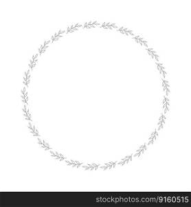 Template frame of spring flowers line art on a white background. Floral design for wedding invitation, banner, poster. Round.