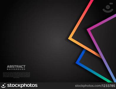 Template geometric overlap with vibrant color border on black background use space for text, ad., flyer. Vector illustration
