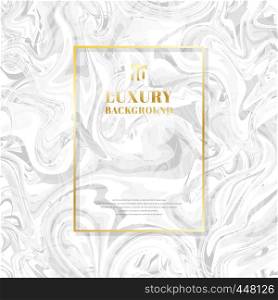 Template golden rectangle frame on white marble background and texture. Luxury style. Vector illustration