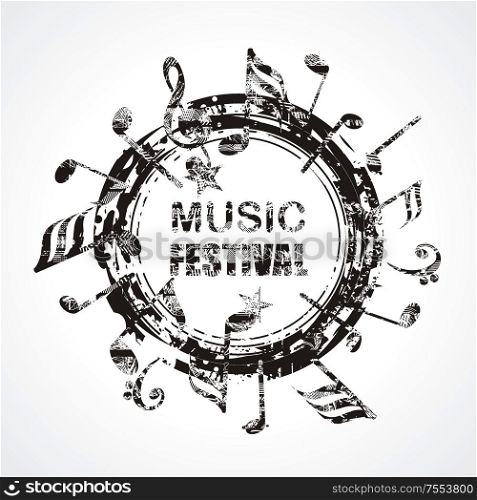 Template grunge music poster for Party, Rock Festival, Night Club. Grunge banner with an inky dribble strip and copy space.