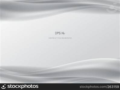 Template header and footers abstract white waves smooth gray background. Vector illustration