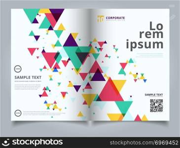 Template layout brochure abstract colorful and creative modern geometric overlapping triangles on white background. You can use for print, ad, magazine, poster, website, magazine, leaflet, annual report. Vector corporate design