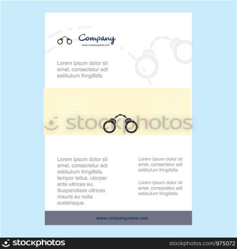 Template layout for Hand cuffs comany profile ,annual report, presentations, leaflet, Brochure Vector Background