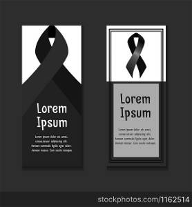 Template letters of condolence with a black mourning ribbon