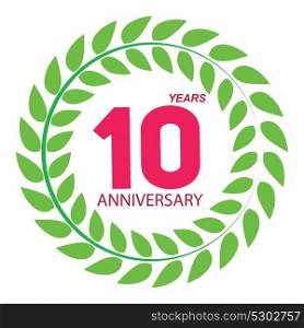 Template Logo 10 Anniversary in Laurel Wreath Vector Illustration EPS10. Template Logo 10 Anniversary in Laurel Wreath Vector Illustratio