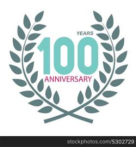 Template Logo 100 Anniversary in Laurel Wreath Vector Illustration EPS10. Template Logo 100 Anniversary in Laurel Wreath Vector Illustrati