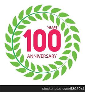 Template Logo 100 Anniversary in Laurel Wreath Vector Illustration EPS10. Template Logo 100 Anniversary in Laurel Wreath Vector Illustrati