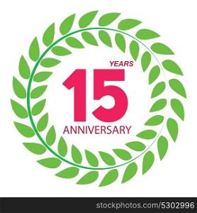 Template Logo 15 Anniversary in Laurel Wreath Vector Illustration EPS10. Template Logo 15 Anniversary in Laurel Wreath Vector Illustratio