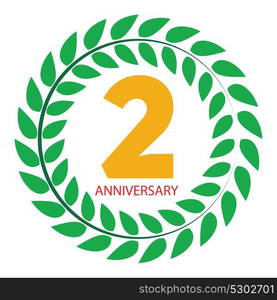 Template Logo 2 Anniversary in Laurel Wreath Vector Illustration EPS10. Template Logo 2 Anniversary in Laurel Wreath Vector Illustration