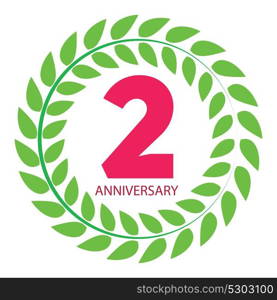 Template Logo 2 Anniversary in Laurel Wreath Vector Illustration EPS10. Template Logo 2 Anniversary in Laurel Wreath Vector Illustration