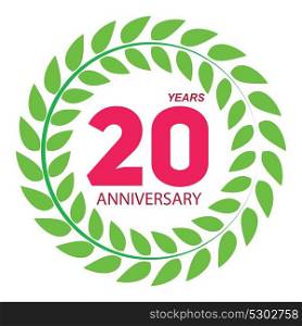 Template Logo 20 Anniversary in Laurel Wreath Vector Illustration EPS10. Template Logo 20 Anniversary in Laurel Wreath Vector Illustratio