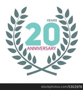 Template Logo 20 Anniversary in Laurel Wreath Vector Illustration EPS10. Template Logo 20 Anniversary in Laurel Wreath Vector Illustratio