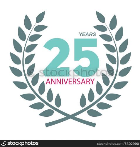 Template Logo 25 Anniversary in Laurel Wreath Vector Illustration EPS10. Template Logo 25 Anniversary in Laurel Wreath Vector Illustratio