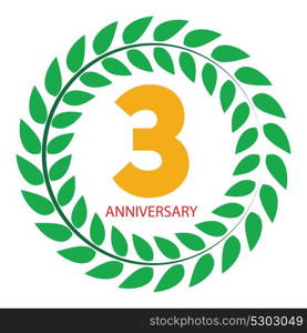 Template Logo 3 Anniversary in Laurel Wreath Vector Illustration EPS10. Template Logo 3 Anniversary in Laurel Wreath Vector Illustration