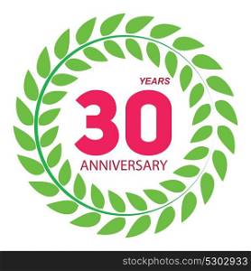 Template Logo 30 Anniversary in Laurel Wreath Vector Illustration EPS10. Template Logo 30 Anniversary in Laurel Wreath Vector Illustratio