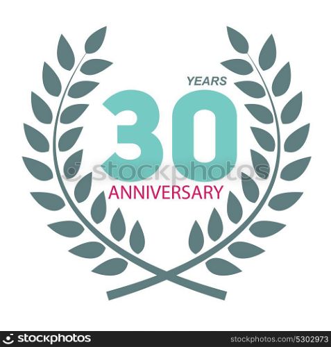 Template Logo 30 Anniversary in Laurel Wreath Vector Illustration EPS10. Template Logo 30 Anniversary in Laurel Wreath Vector Illustratio
