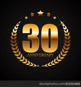Template Logo 30 Years Anniversary Vector Illustration EPS10. Template Logo 30 Years Anniversary Vector Illustration