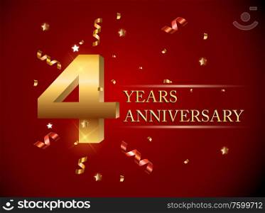 Template Logo 4 Years Anniversary Vector Illustration EPS10. Template Logo 4 Years Anniversary Vector Illustration