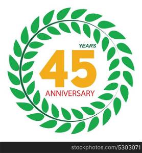 Template Logo 45 Anniversary in Laurel Wreath Vector Illustration EPS10. Template Logo 45 Anniversary in Laurel Wreath Vector Illustratio