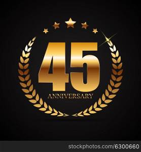 Template Logo 45 Years Anniversary Vector Illustration EPS10. Template Logo 45 Years Anniversary Vector Illustration