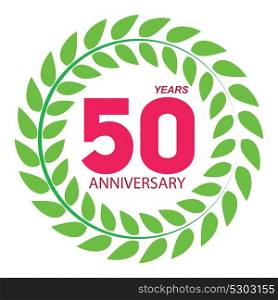 Template Logo 50 Anniversary in Laurel Wreath Vector Illustration EPS10. Template Logo 50 Anniversary in Laurel Wreath Vector Illustratio