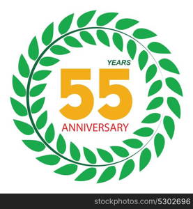 Template Logo 55 Anniversary in Laurel Wreath Vector Illustration EPS10. Template Logo 55 Anniversary in Laurel Wreath Vector Illustratio