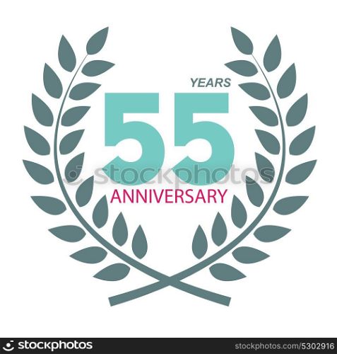 Template Logo 55 Anniversary in Laurel Wreath Vector Illustration EPS10. Template Logo 55 Anniversary in Laurel Wreath Vector Illustratio