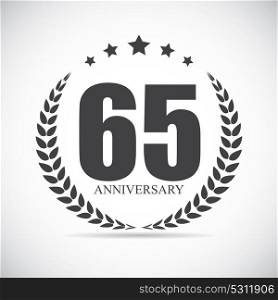 Template Logo 65 Years Anniversary Vector Illustration EPS10. Template Logo 65 Years Anniversary Vector Illustration