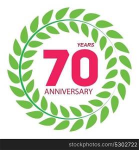 Template Logo 70 Anniversary in Laurel Wreath Vector Illustration EPS10. Template Logo 70 Anniversary in Laurel Wreath Vector Illustratio
