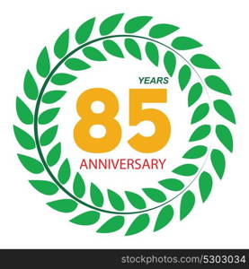 Template Logo 85 Anniversary in Laurel Wreath Vector Illustration EPS10. Template Logo 85 Anniversary in Laurel Wreath Vector Illustratio