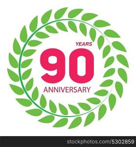 Template Logo 90 Anniversary in Laurel Wreath Vector Illustration EPS10. Template Logo 90 Anniversary in Laurel Wreath Vector Illustratio