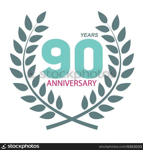 Template Logo 90 Anniversary in Laurel Wreath Vector Illustration EPS10. Template Logo 90 Anniversary in Laurel Wreath Vector Illustratio