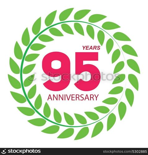 Template Logo 95 Anniversary in Laurel Wreath Vector Illustration EPS10. Template Logo 95 Anniversary in Laurel Wreath Vector Illustratio