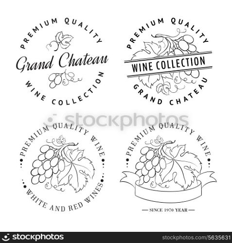 Template logo for wine with grapes. Vector illustration.