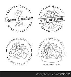 Template logo for wine with grapes. Vector illustration.