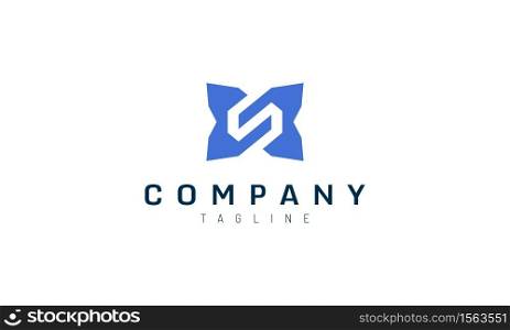 Template Logo letter S abstract blue geometry