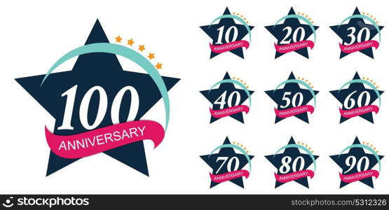 Template Logo Set Anniversary Vector Illustration EPS10. Template Logo Set Anniversary Vector Illustration