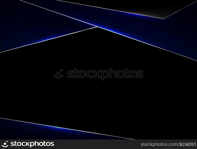 template metallic blue and black frame layout design technology innovation concept with space your text. Vector illustration