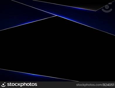 template metallic blue and black frame layout design technology innovation concept with space your text. Vector illustration