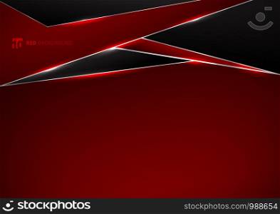 Template metallic red and black frame layout design technology innovation concept with space your text. Vector illustration