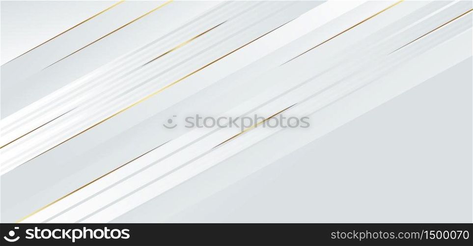 Template modern white diagonal background with golden line Luxury concept. Vector illustration