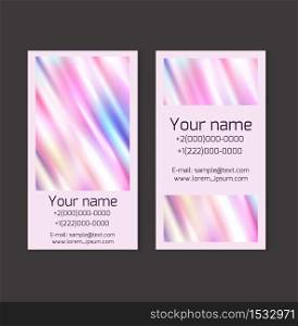 Template of business cards with a holographic background. Vector element for your design.. Template of business cards with a holographic background.