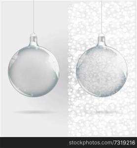 Template of glass transparent Christmas ball.