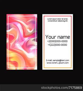 Template of two sided business card with a holographic background. Vector element for your design.. Template of two sided business card with a holographic background.